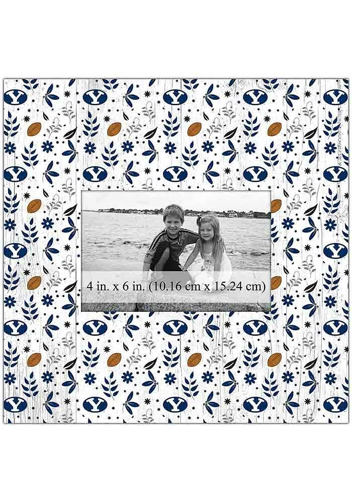 BYU Cougars Floral Pattern Picture Frame - Navy Blue