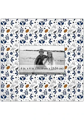 BYU Cougars Floral Pattern Picture Frame - Navy Blue