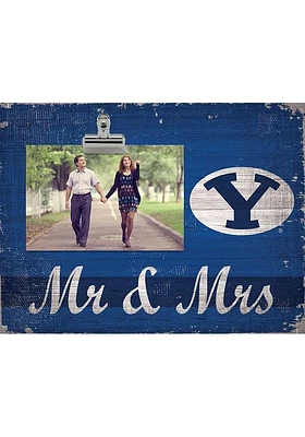 BYU Cougars Mr and Mrs Clip Picture Frame - Navy Blue