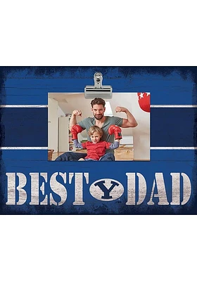 BYU Cougars Best Dad Striped Clip Picture Frame - Navy Blue