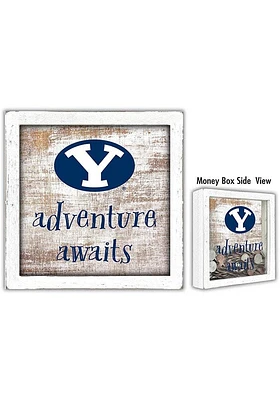 BYU Cougars Adventure Awaits Box Sign - Navy Blue