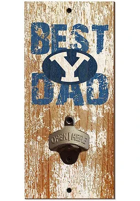 BYU Cougars Best Dad Bottle Opener Sign - Navy Blue