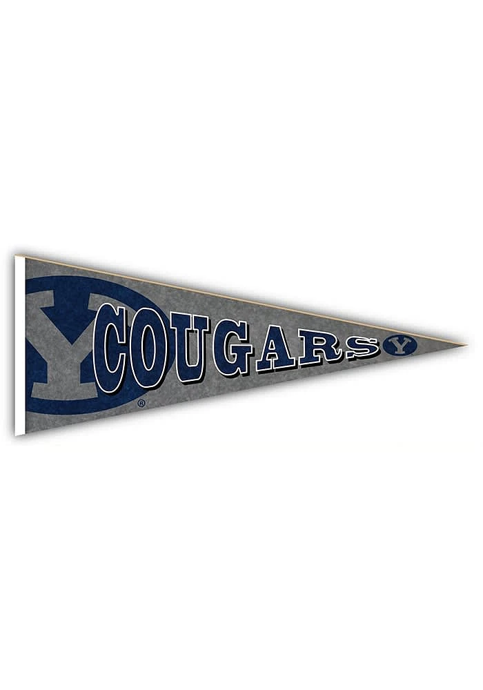 BYU Cougars Wood Pennant Sign - Navy Blue