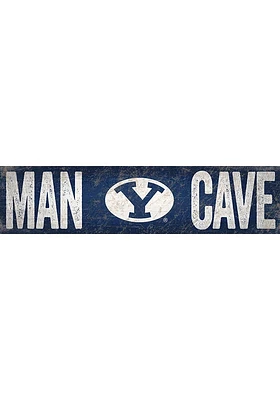 BYU Cougars Man Cave 6x24 Sign - Navy Blue