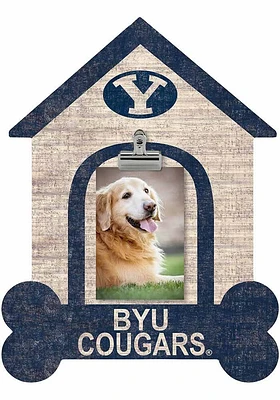 BYU Cougars Dog Bone House Clip Picture Frame - Navy Blue