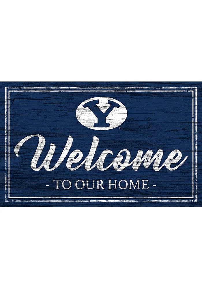 BYU Cougars Team Welcome 11x19 Sign - Navy Blue