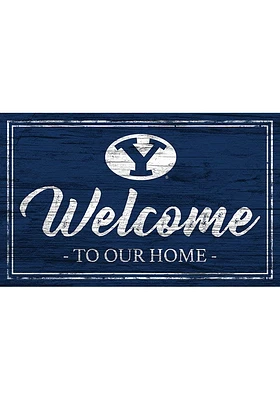 BYU Cougars Team Welcome 11x19 Sign - Navy Blue