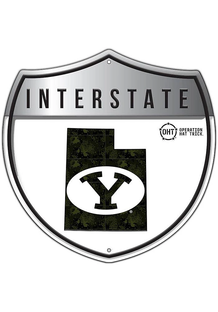 BYU Cougars 24in OHT Camo Interstate Sign - Navy Blue