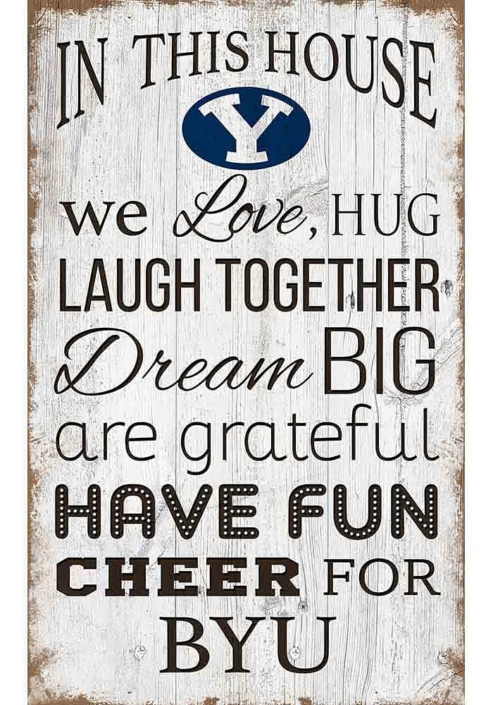 BYU Cougars In This House 11x19 Sign - Navy Blue