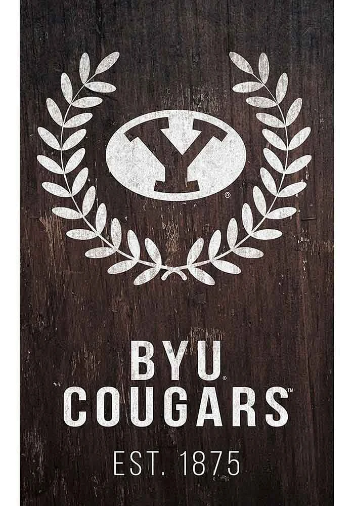 BYU Cougars Laurel Wreath Sign - Navy Blue