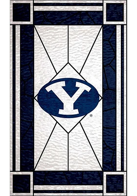 BYU Cougars Stained Glass Sign - Navy Blue