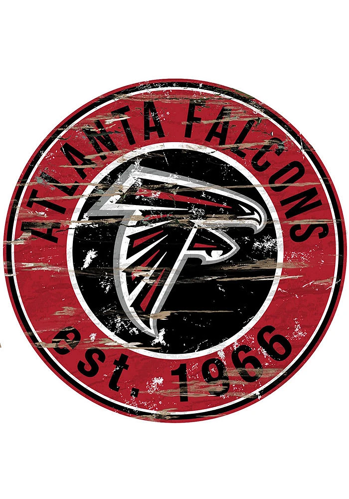 Atlanta Falcons Established Date Circle 24 Inch Sign - Red