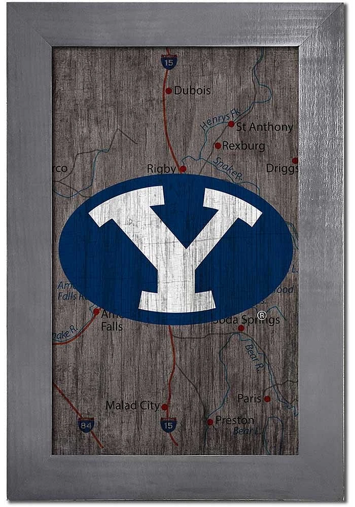 BYU Cougars City Map Sign - Navy Blue