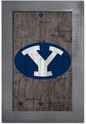 BYU Cougars City Map Sign - Navy Blue