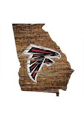 Atlanta Falcons Distressed State 24 Inch Sign - Brown