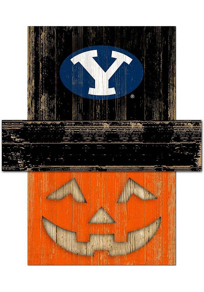 BYU Cougars Pumpkin Head Sign - Navy Blue