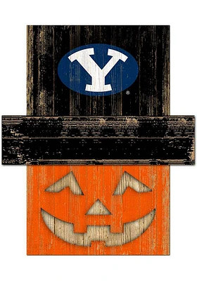 BYU Cougars Pumpkin Head Sign - Navy Blue