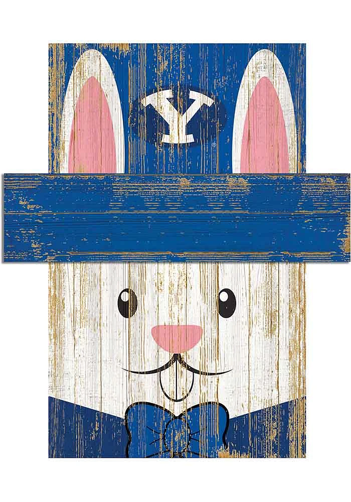 BYU Cougars Easter Bunny Head Sign - Navy Blue
