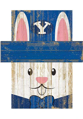 BYU Cougars Easter Bunny Head Sign - Navy Blue