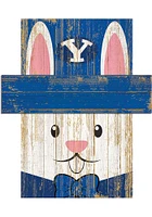 BYU Cougars Easter Bunny Head Sign - Navy Blue