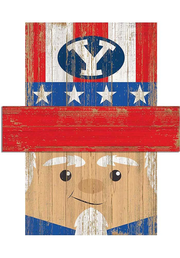 BYU Cougars Patriotic Head Sign - Navy Blue