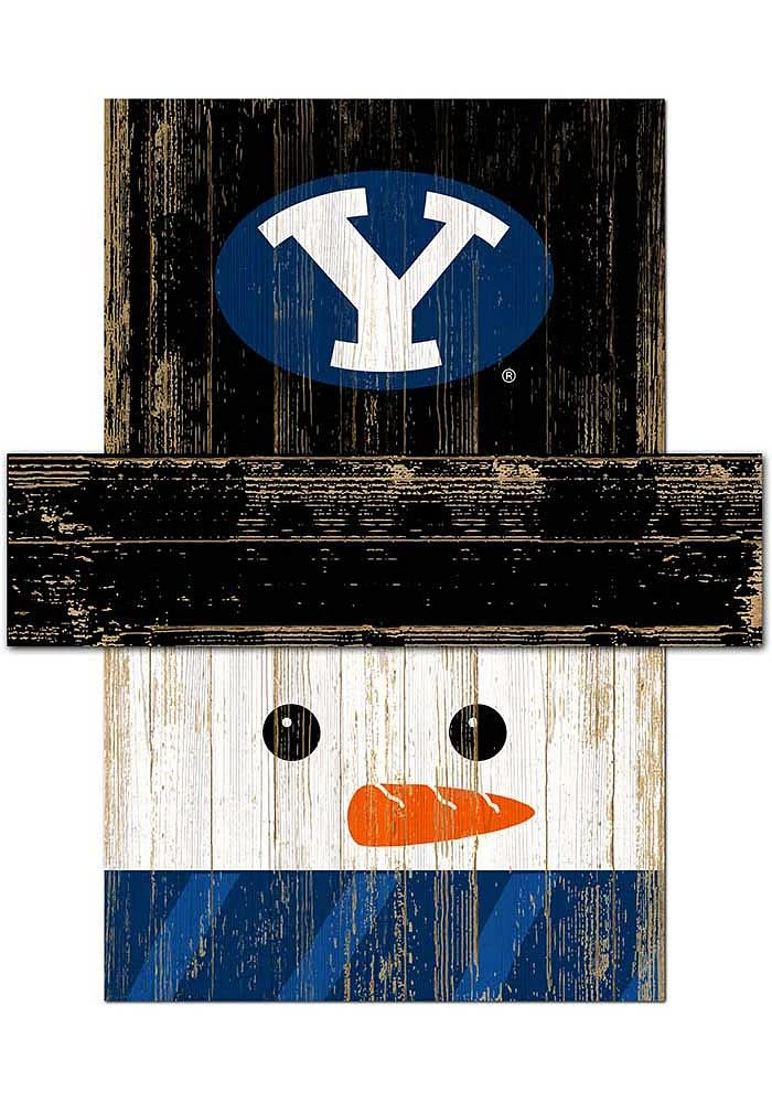 BYU Cougars Snowman Head Sign - Navy Blue