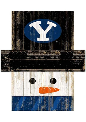 BYU Cougars Snowman Head Sign - Navy Blue