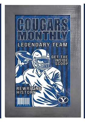 BYU Cougars 11x19 Framed Monthly Sign - Navy Blue