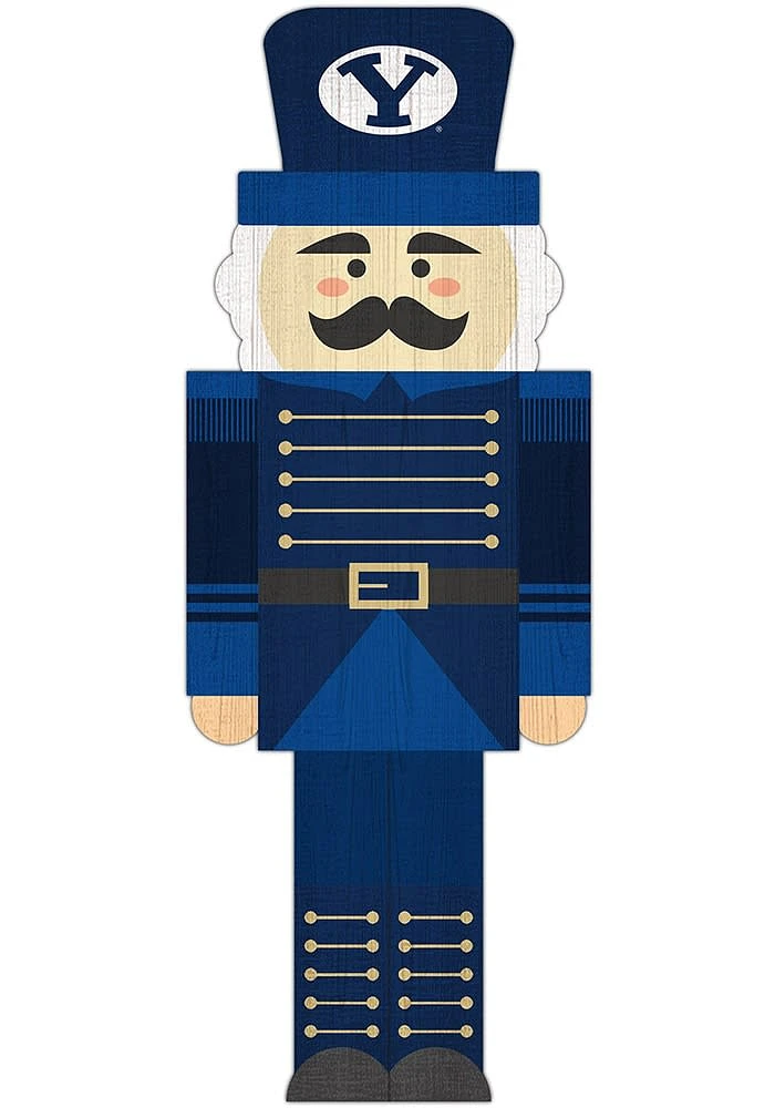 BYU Cougars 31 Inch Nutcracker Leaner Sign - Navy Blue