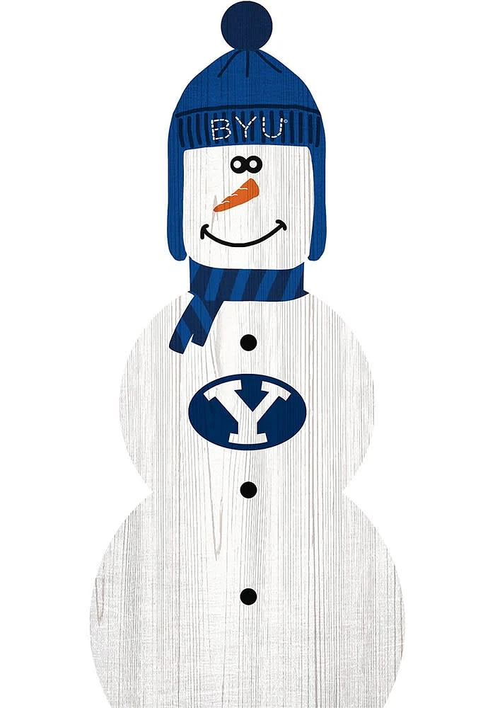 BYU Cougars Snowman Leaner Sign - Navy Blue