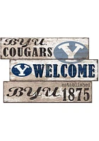 BYU Cougars Welcome 3 Plank Sign - Navy Blue