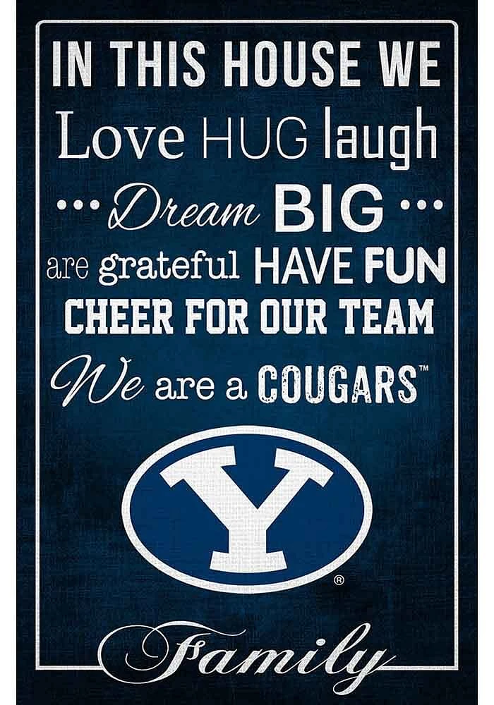 BYU Cougars In This House 17x26 Sign - Navy Blue