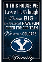 BYU Cougars In This House 17x26 Sign - Navy Blue