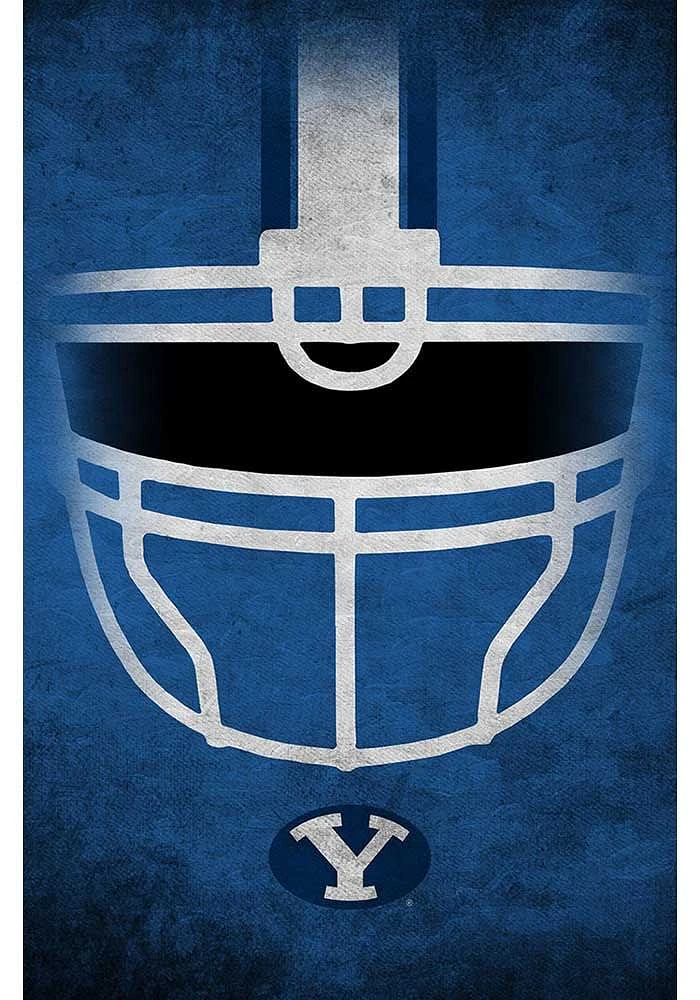 BYU Cougars Ghost Helmet 17x26 Sign - Navy Blue