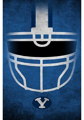 BYU Cougars Ghost Helmet 17x26 Sign - Navy Blue