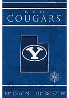 BYU Cougars Coordinates 17x26 Sign - Navy Blue