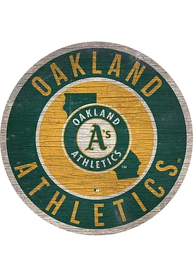 Oakland Athletics 12 in Circle State Sign - Green