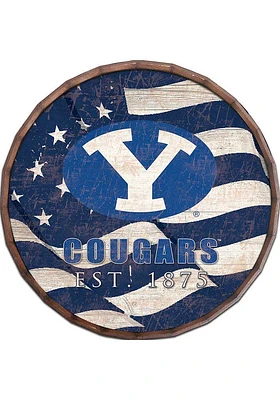 BYU Cougars Flag 24 Inch Barrel Top Sign - Navy Blue