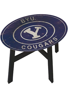 BYU Cougars Vintage Heritage Side Navy Blue End Table