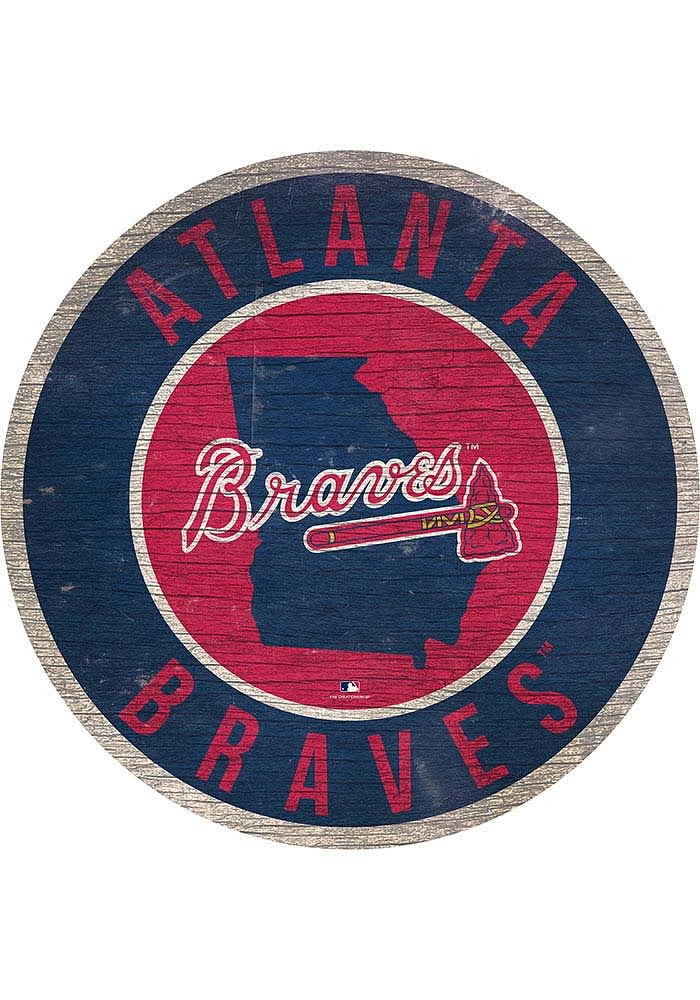 Atlanta Braves 12 in Circle State Sign - Red