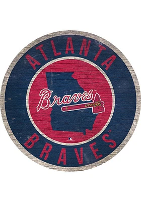 Atlanta Braves 12 in Circle State Sign - Red