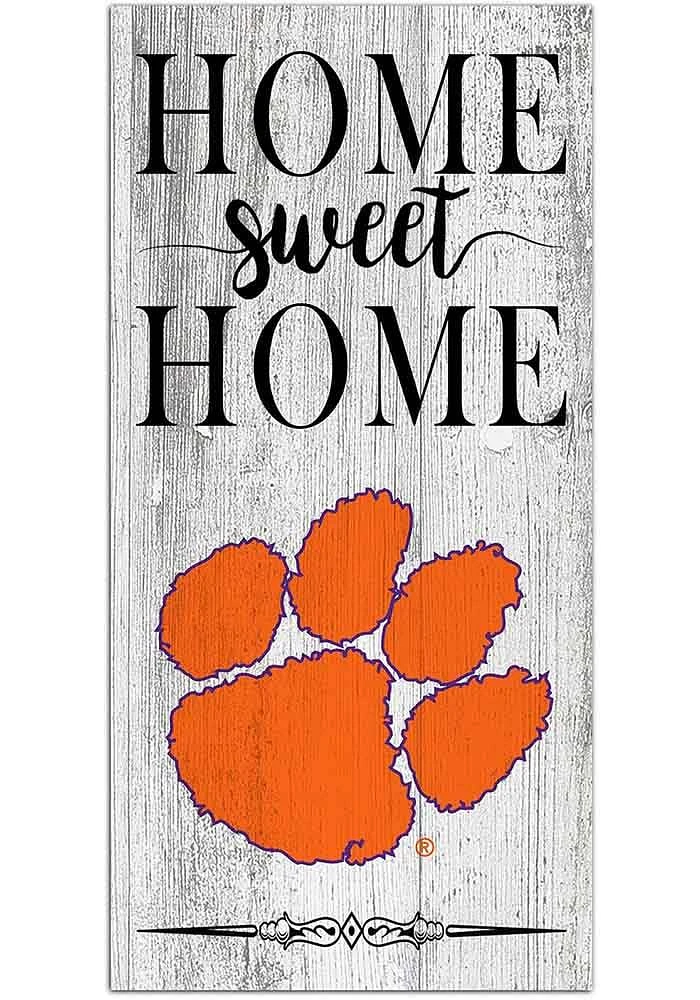 Clemson Tigers Home Sweet Home Whitewashed Sign - Orange