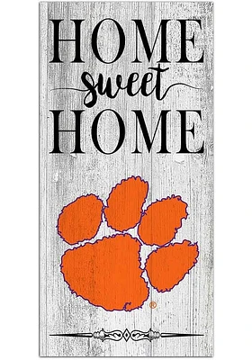 Clemson Tigers Home Sweet Home Whitewashed Sign - Orange