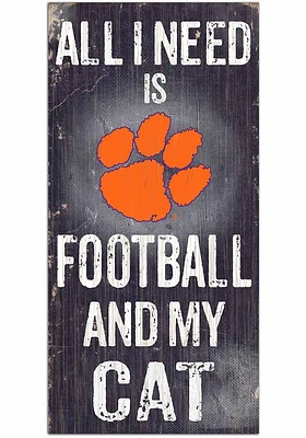 Clemson Tigers Football and My Cat Sign - Orange