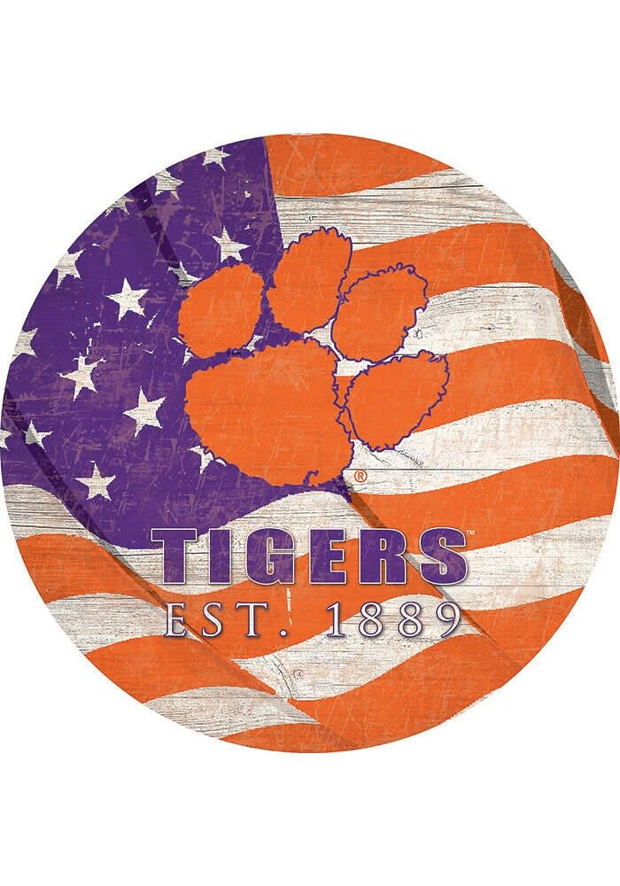 Clemson Tigers 24in Flag Circle Sign - Orange