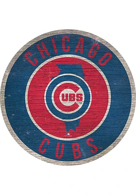 Chicago Cubs 12 in Circle State Sign - Red