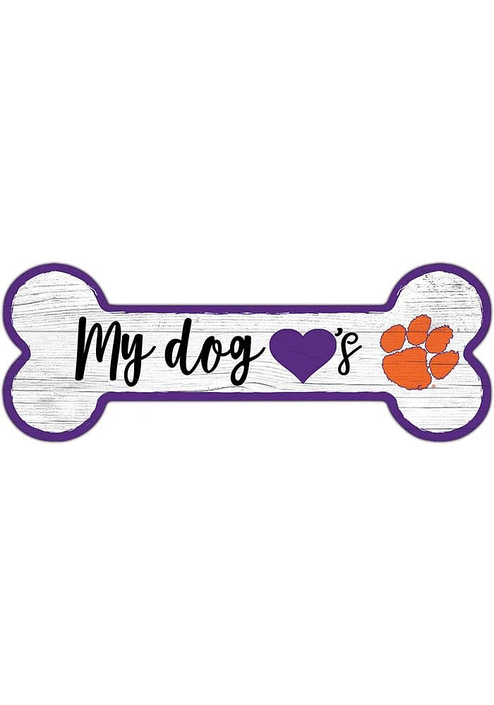 Clemson Tigers Dog Bone 6x12 Sign - Orange