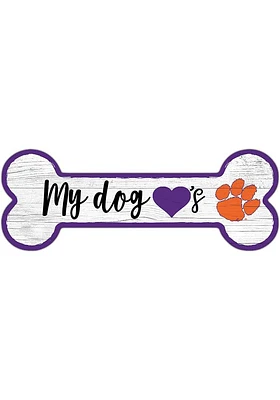 Clemson Tigers Dog Bone 6x12 Sign - Orange