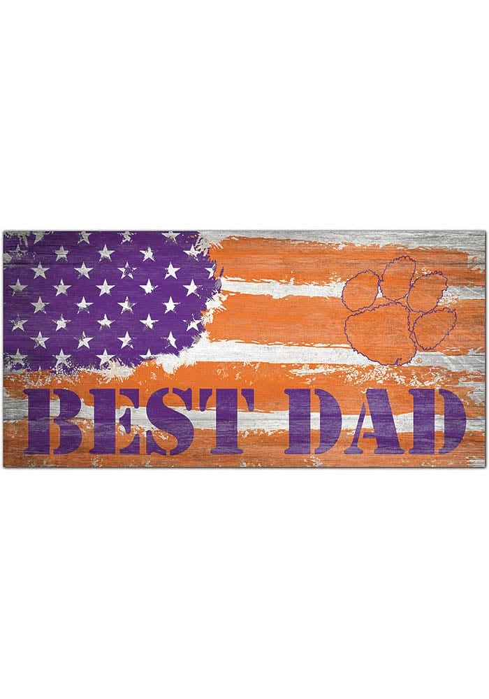 Clemson Tigers Best Dad Flag Sign - Orange