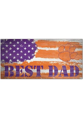 Clemson Tigers Best Dad Flag Sign - Orange